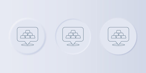 Grey Gold bars icon isolated on grey background. Banking business concept. Set icons in square buttons. Vector