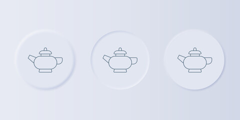 Grey Traditional Chinese tea ceremony icon isolated on grey background. Teapot with cup. Set icons in square buttons. Vector