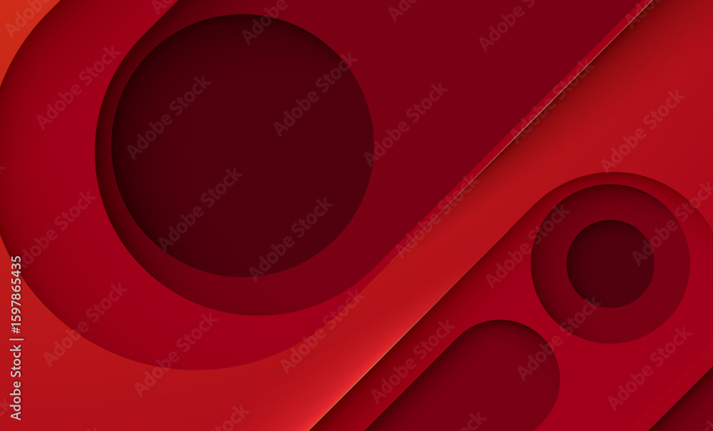 Aufkleber red abstract background with smooth waves and circular patterns