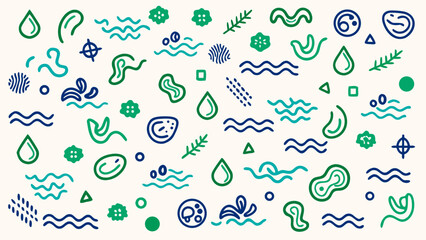 Naklejka premium Abstract Liquid Doodle Shape Seamless Pattern - Minimalist Style Art