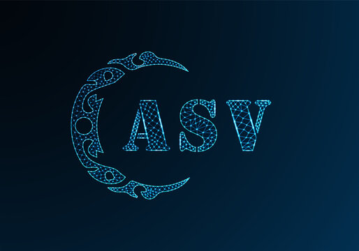 Low poly letter logo ASV design. ASV letter logo low poly vector design on blue color gradient background. ASV logo low poly design