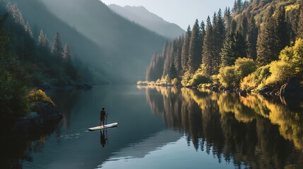 Paddleboarding Serenity: Tranquil Reflections on a Mountain Lake Adventure