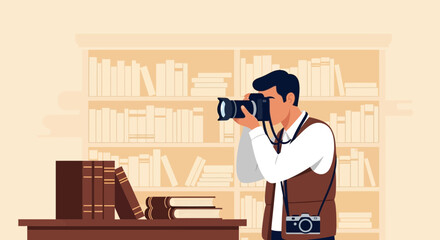 Capturing Knowledge Photographer Preserving Literary Treasures With Camera