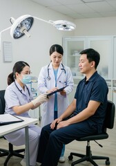 Obraz premium Doctors Reviewing Medical Records with Patient in Clinic