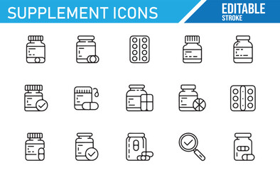 Customizable Supplement Icons for Healthcare, Wellness, and Nutrition Branding