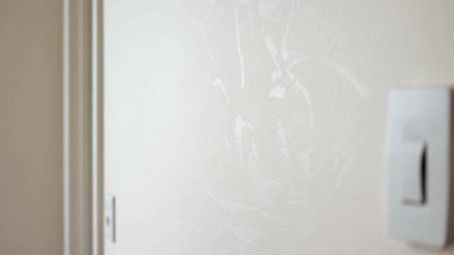 Wall with fresh spackle for home repair and renovation. Preparing a surface for painting. DIY home improvement project.