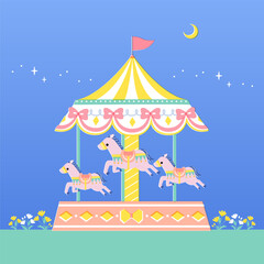 cute illustration of merry go round