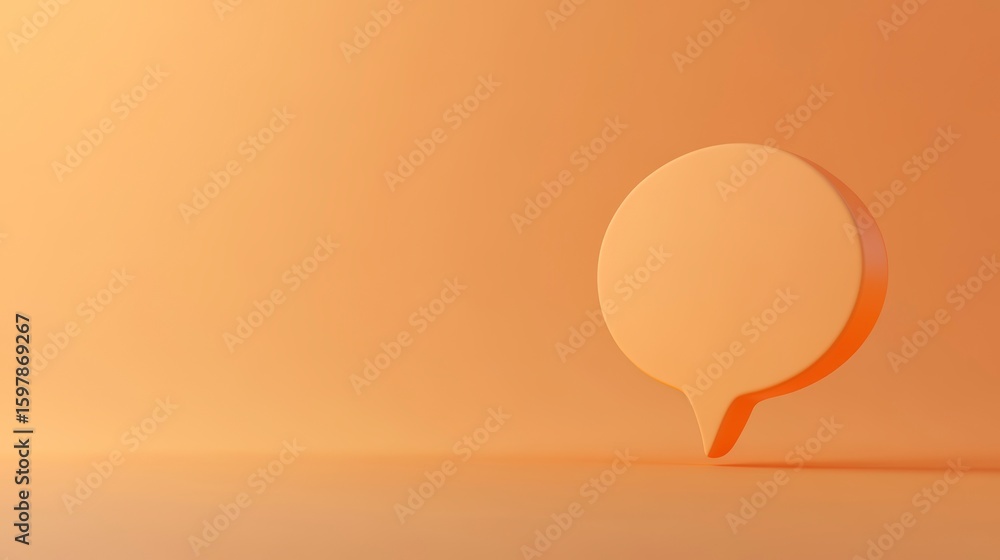 Aufkleber 3d render of a minimalist orange speech bubble on a solid background.