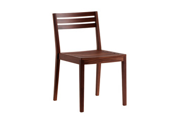 Dark Brown Wooden Chair with Minimalist Design on Transparent Background