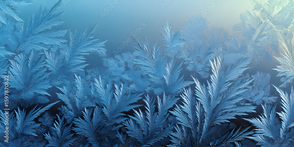 Aufkleber frozen glass background featuring intricate icy patterns in various shades of blue with a gradient e