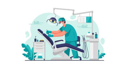 Dental Healthcare Professional Performing Examination In A Modern Clinic Setting