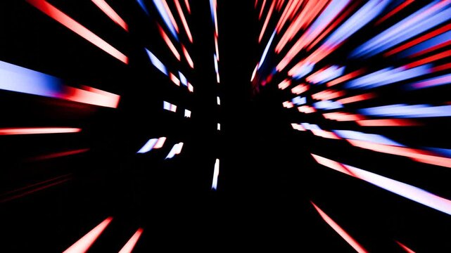a black background with a red and blue light