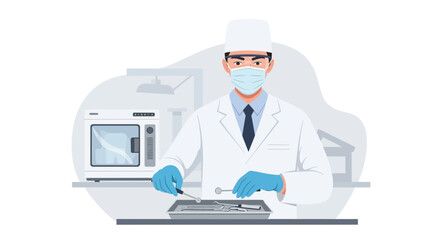 Medical Professional Preparing Sterile Instruments In A Healthcare Environment