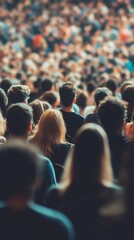 Diverse crowd of anonymous individuals gathered together, showcasing unity and collective presence at a large-scale public event with blurred background
