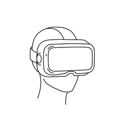 VR headset design line drawing isolated on transparent background  