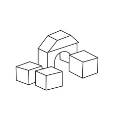 Toy blocks arranged in a playful design concept of isolated on transparent background  