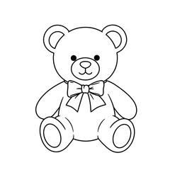 Cute teddy bear illustration with bow, concept of isolated on transparent background  