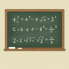 Fototapeta premium Chalkboard filled with math formulas and equations in classroom 