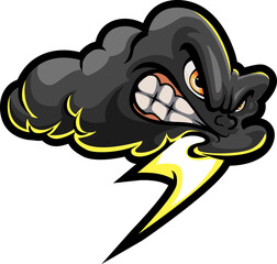 Angry Thundercloud Mascot,  Storm Power Cartoon Logo