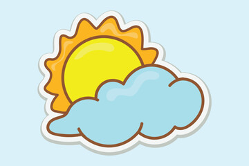 Sun Behind Cloud Sticker Illustration