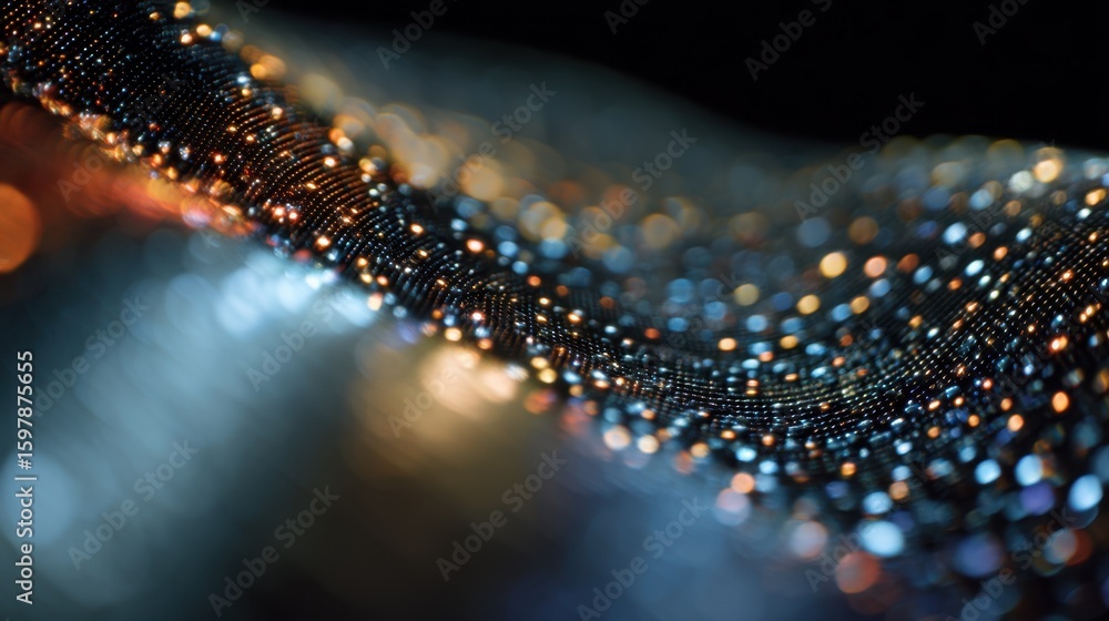 Poster ambient light playing across flexible microled display surface, revealing intricate material texture
