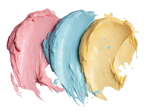  Colorful cosmetic cream smears isolated transparent background