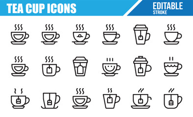 Vector Tea Cup Icon Collection for Tea and Beverage Illustrations