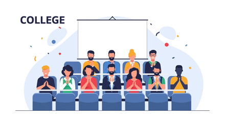 Diverse Students Attending University Seminar With Appreciative Audience Clap