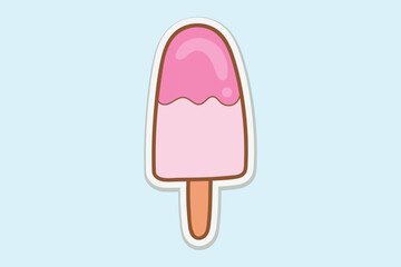 Pink Popsicle Vector Sticker Illustration