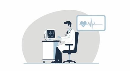 Doctor Analyzing Heart Rate Monitoring On Computer For Medical Healthcare Concept
