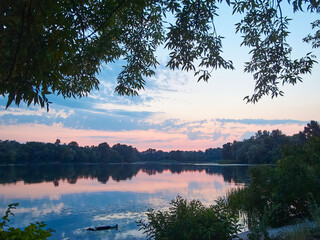 beautiful pond in summer time
