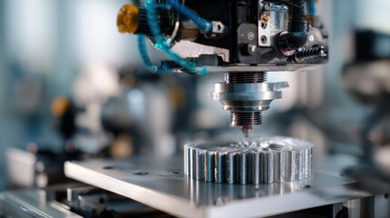 Precision machining process modern factory industrial equipment clean environment close-up view engineering innovation