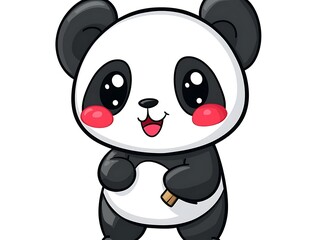 An adorable illustration of a cute panda bear with a smile