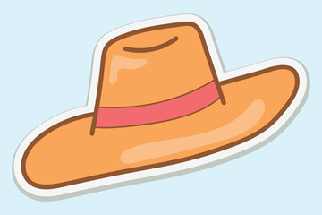 Cute Summer Hat Sticker Illustration