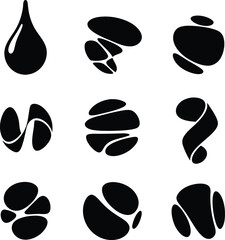 Abstract Black Shapes: Nine Modern Minimalist Logo Designs for Branding