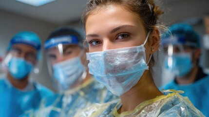 Healthcare workers in action hospital environment medical team caring atmosphere close-up view teamwork concept