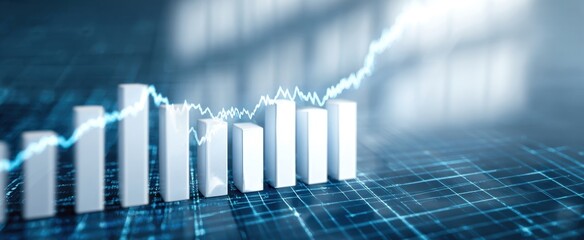 The increasing trend of growth represented by a sleek financial graph.