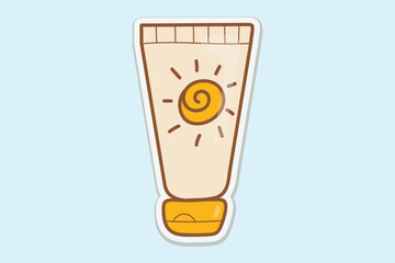 Cute Sunscreen Vector Sticker Illustration
