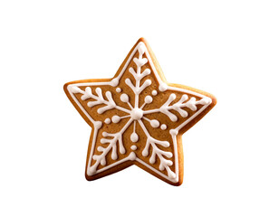  Festive Star-Shaped Gingerbread Cookie with Icing Decor