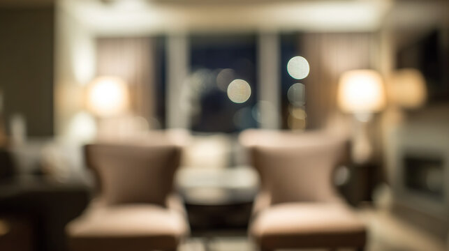 Contemporary living room with clean-lined furniture and neutral tones, soft ambient lighting.