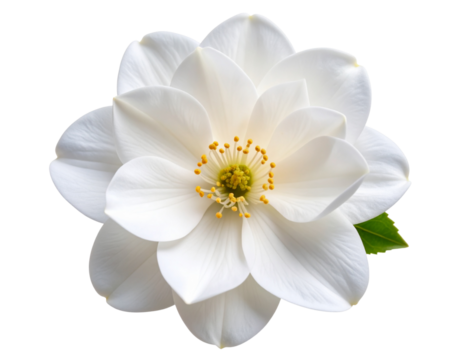  Cluster of White Flowers with Dew Drops on Petals, Angled Side View, Isolated on Transparent Background.