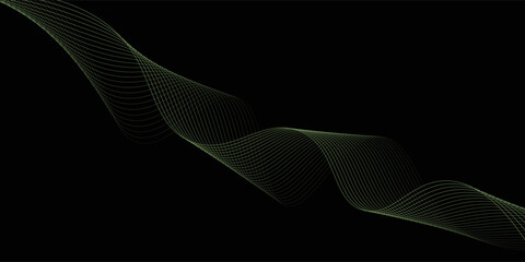 Black background and green line wave © tri