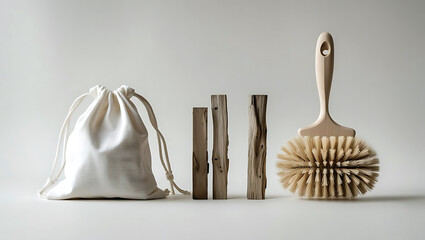 Eco Friendly Bathroom Accessories in Neutral Tones Promoting Sustainable Living and Waste Reduction at Home