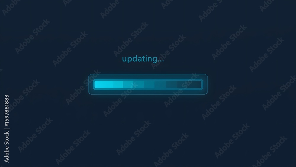 Poster a digital progress bar displays an update process, symbolizing software installation or system upgra