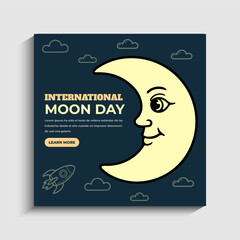 Internation Moon Day Celebration Social Media Post Banner Template