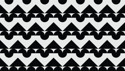 Vintage abstract black and white tile pattern with bold symmetry