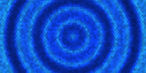 Abstract background from blue hexagonal forms data radial waves  effect. For visualization concept technology, blockchain and AI. Vector illustratio