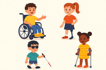 Even Disabled Children cartoon Illustrations