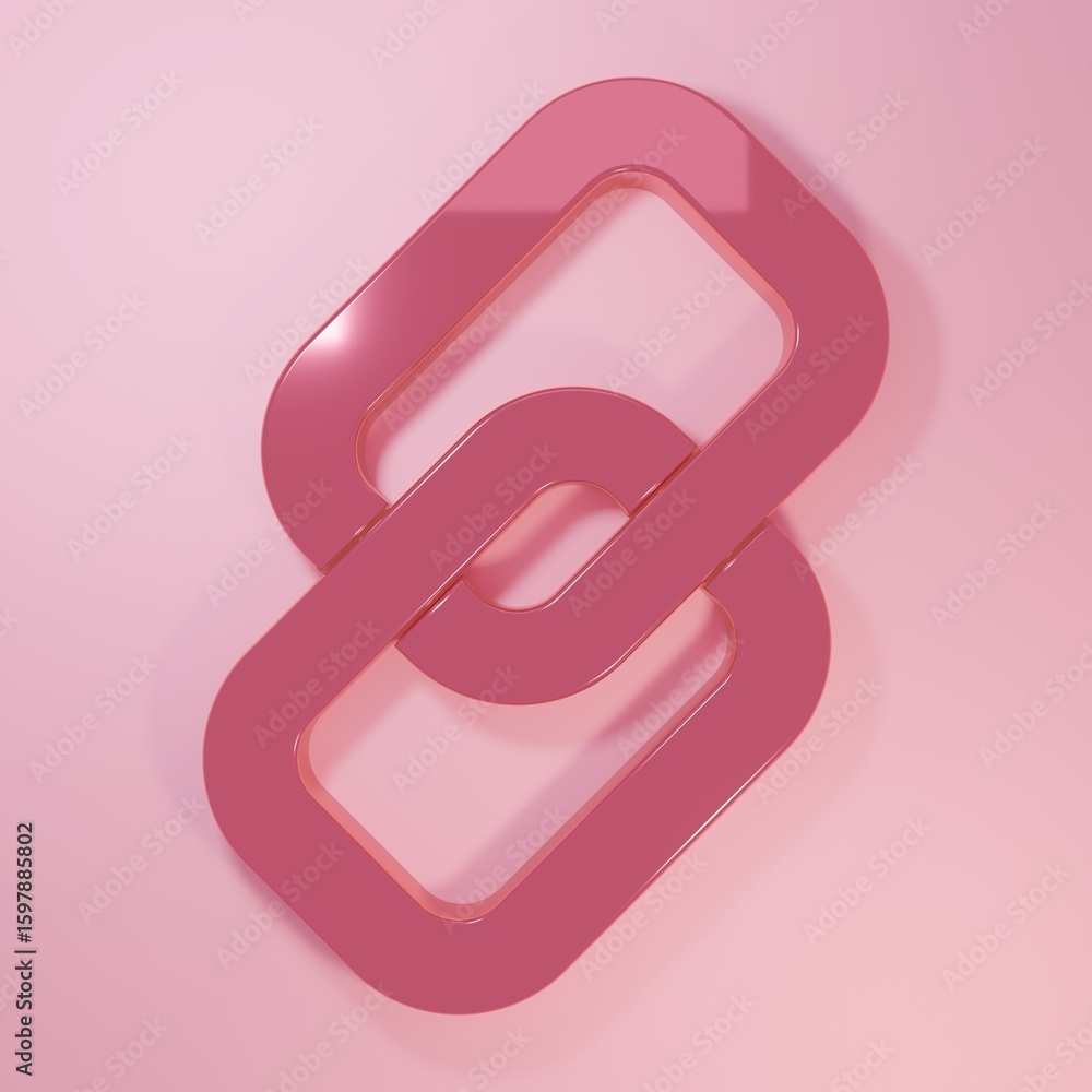 Poster pink chain link icon isolated on pink background. link single. hyperlink chain symbol. minimalism co