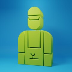 Green Car mechanic icon isolated on blue background. Car repair and service. Minimalism concept. 3D render illustration